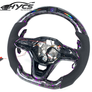 Volante de gamuza de fibra de carbono forjado LED para Volkswagen VW GOLF 8 MK8 GTI <span class=keywords><strong>Tiguan</strong></span> R Volante de estilo deportivo - Product Image 5