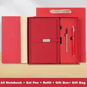 Quality A5 Promotional Custom Logo PU Leather Notebook <b>Gift</b> <b>Set</b> With Gel Pen Refill Card Holder Factory Price for Expos - Product Image 5