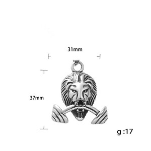 Lion <b>Dumbbell</b> Pendant Stainless Steel Men's Necklace Retro Punk Style Animal Shape Fashion Jewelry 190110 - Product Image 4