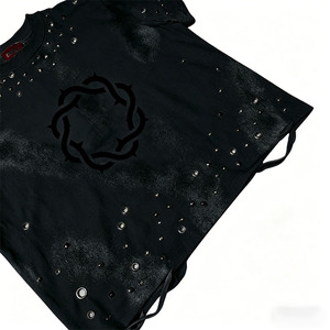Camiseta Oversize de Hombre <span class=keywords><strong>con</strong></span> Estampado Personalizado, Estilo Vintage, Lavado Ácido, Detalles Metálicos y Efecto Desgastado - Product Image 6
