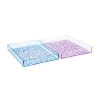 Plateau de rangement en acrylique pailleté personnalisé pour hôtels et restaurants, assiette avec logo, plateau de service en plexiglas scintillant pour salles de spectacle de luxe