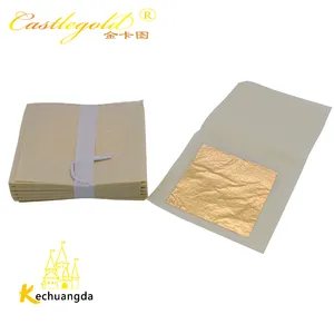 24 Karat Kue Wajah Daun Emas Emas Grosir 4.33X4.33 Cm 100 Lembar Kertas Emas Asli Tiongkok Yang Dapat Dimakan 24 K