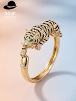 Bracelet de luxe personnalisé en or 9K/14K/18K avec diamants de laboratoire, motif léopard et tigre, pour femme