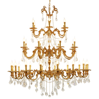 Lustre suspendu en cristal et laiton de style européen avec finition dorée, grand modèle pour salle à manger, luminaires de luxe