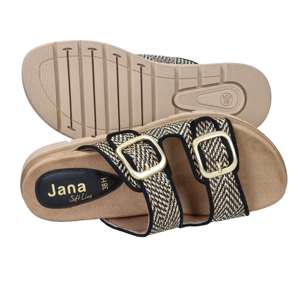 Pantoufles basses pour femmes Jana 8-27560-46 Noir Beige Talon de 2,5 cm Taille 42 Pour la maison - Product Image 6