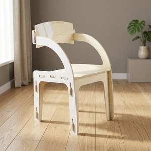 Amazing Modern Chair with Solid Back in Resistant Natural Birch Wood 12mm Interlocking System. Made in Italy Design by WLLALLA - Product Image 3