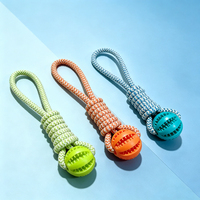 Jouet interactif Jemow TPR pour animaux : balle distributrice de friandises, jouet à mâcher pour le nettoyage des dents, durable, pour chats et chiens, jouet d'entraînement à la traction manuelle
