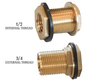 1/2" Female 3/4" Male GHT Solid Lead Free Brass Fittings Bulkhead Connector With Rubber Ring