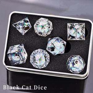 Nuevo Set de Dados Poliédricos D20 D6 con Diseño de Gatos y Arena Fluida para Juegos de Rol D&D Baldur's Gate, Regalo para Juegos de Mesa RPG - Product Image 6