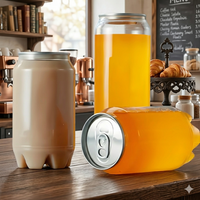 202 #   Bouteille de café transparente en plastique PET de 250 ml, 330 ml, 500 ml, 650 ml, gobelet en plastique, canette de soda en plastique