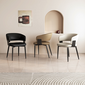 Silla de Comedor de Cuero Moderna Nórdica de Lujo, Silla Tapizada con Patas de Acero al Carbono para el Hogar, Hotel, <span class=keywords><strong>Muebles</strong></span> de Restaurante - Product Image 3