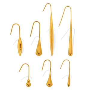 Pendientes minimalistas con forma de lágrima para mujer, joyería elegante de acero y titanio en tono dorado para uso diario - Product Image 5