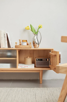 Atunus Poignées demi-lune en bois de chêne naturel Table TV Salon Centre de divertissement Armoires de portes Meubles TV modernes