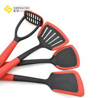 Ensemble d'ustensiles de cuisine professionnel de 10 pièces en PBT/PA66 Nylon avec revêtement en silicone pour casseroles antiadhésives