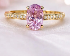 Anillo de Lujo con Zafiro Rosa Ovalado y Perla de Agua Dulce, Chapado en Oro Rosa con Detalles de Diamantes, Elegante Joya para Compromiso, Boda o Fiesta - Product Image 1