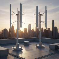 Éolienne verticale de type H de 50 kW avec pales en alliage d'aluminium (5 pales) pour terre et bateau, 380 V, basse vitesse