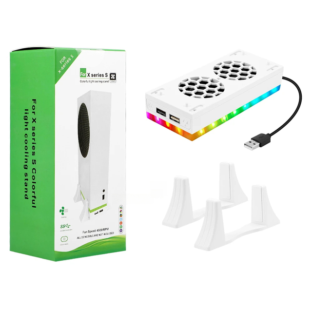 Cooling Fan for Xbox Series S Console Accessories Vertical Stand Cooler RGB 3 Gear Adjustment Fan Base Heat Dissipation Dock
