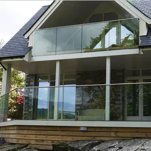 Modern Balcony Railing Design Aluminum U Channel Frameless Glass Balustrade