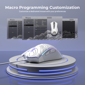 XVX Kabelgebundene Ergonomische Gaming-Maus Weiß Topografisch 12000 DPI RGB-Hintergrundbeleuchtung 12 Modi 7 Makro-Tasten USB-Schnittstelle Unterstützt PC - Product Image 4