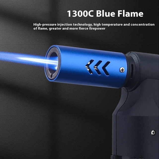 Modern 1300℃ Blue Flame Fierce Fire Igniter New Desktop High Pressure Jet Torch Lighter for Kitchen for Cigarette and Smoke