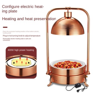 ที่อุ่นอาหารพร้อมไฟสำหรับงานในเชิงพาณิชย์พร้อมฝาปิดแบบแขวนแนวตั้งสีโรสโกลด์ - Product Image 2