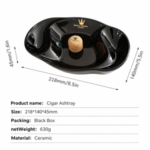 Luxuriöser 4-Schlitz Keramik-Zigarrenaschenbecher mit Korklocher - Königliches Kronen-Design für Zigarrenlounge & Hausbar - Product Image 2