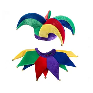 Индивидуальный костюм на Хэллоуин, карнавал, вечеринка, костюм Шута, шапка и воротник, костюм клоуна шутка короля