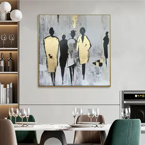 Preço de fábrica Pinturas Folha De Ouro Sobre Tela Pintura Humana Canvas Wall Art Pintura Abstrata Home Decor Wall Art Grande