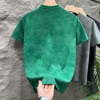 T-Shirt Homme Vintage Haute Couture 2025, Tissu Tricoté 180g, Coupe Courte Ample Grande Taille, Motif Gaufré avec Logo Imprimé