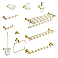 Ensemble de salle de bain en laiton massif moleté, accessoires muraux en or brossé