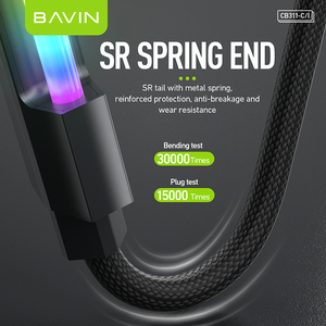 Bavin สายชาร์จข้อมูล USB ชนิด C เซลล์ไฟ LED 12W ทำจากไนลอน <span class=keywords><strong>CB311</strong></span>ออกแบบได้ตามต้องการ - Product Image 3