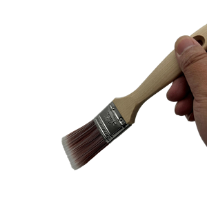 1,5 inch synthetische rood-witte borstelharen, rechtstreeks van de fabriek, platte verfkwasten, houten beverstaart handvat, DIY, OEM, aanpasbaar - Product Image 4