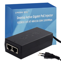 Injecteur d'alimentation PoE Gigabit actif 48V 0.5A, alimentation PoE 1000 Mbps avec prise
