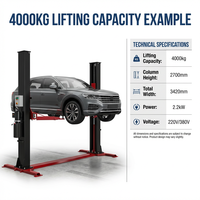 Profesyonel 4000kg İki Kolon Ağır Hizmet Tipi Çift Hidrolik Silindirli Araç Lifti 2000mm Kaldırma Yüksekliği 2.2kW Motor Gücü