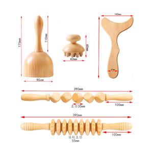 Juego de Herramientas de Masaje de Madera, Palo de Haya, Tabla de Guasha, Rodillo Adelgazante, Kit de Desintoxicación Linfática, Cepillo Corporal para Piernas, Pies y Espalda - Product Image 5