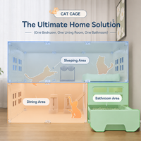Maison pour animaux de compagnie en plastique solide pliable à trois niveaux, armoire pour chat, lit d'intérieur, villa, cage, très grande, avec toilette intégrée