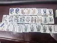 Sahil Okyanusu Temalı Amerikan Mahjong Taşları 160 Parça Mavi Mermer Desenli Akrilik Mahjong Seti Yengeç ve Istakoz Baskılı Parti İçin