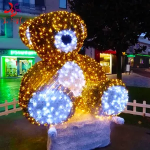بارك حديقة الديكور LED زينة لعطلة عيد الميلاد العملاقة LED 3D الدب أضواء خارجية للكريسماس مول