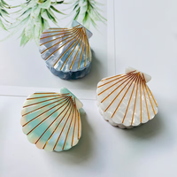 DOWELL Barrettes à cheveux en forme de coquille, lignes dorées, géométriques élégantes, grande taille, style européen-américain, 5 cm, en acétate, pour l'été