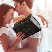 Boîte d'emballage de luxe en carton noir avec logo personnalisé, pour vêtements, sous-vêtements, cadeaux, avec ruban magnétique