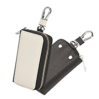 Étui de clé de voiture vierge personnalisable avec logo, en cuir PU, avec crochet métallique et fermeture éclair, porte-clés pour télécommande de voiture