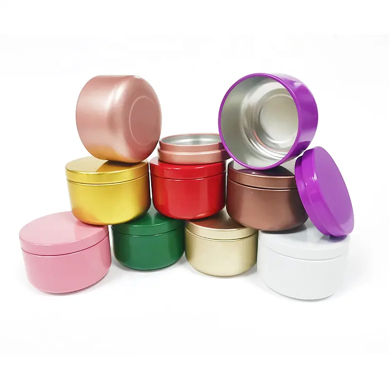 50ml tea coffee cookie custom box wide tins for candles metallic round containers candle tins