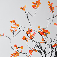 Branches artificielles en soie avec feuilles de cerisier couleur automne et petites feuilles de vigne séchées, pour décoration maison et bureau