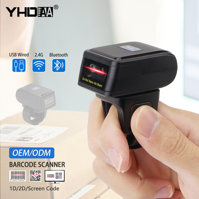 September Promotion Qr Code Barcode Reader, Finger Reader Wearable Ring BT 2d Barcode Scanner