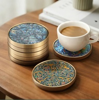 Sous-verres en résine encadrés de laiton CHENLANG, 10 mm, résistants à la chaleur, durables, écologiques, antidérapants, ronds, pour la table, la maison, le bar, la décoration