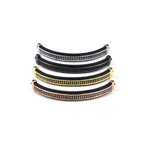 Micro Pavimenta Zircone Cubico <span class=keywords><strong>CZ</strong></span> Curvo Tubo Lungo Barra di Ottone di Rame Dei Monili del Connettore Del Branello del Distanziatore Per Le Donne Degli Uomini Del Braccialetto Della Collana - Product Image 1