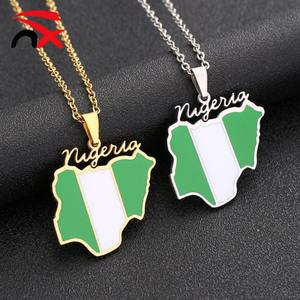 Promocional Nigeria <span class=keywords><strong>mapa</strong></span> contorno colgante collar moda esmalte relleno <span class=keywords><strong>África</strong></span> joyería Día DE LA Independencia regalo recuerdo - Product Image 1