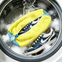 Sac de lavage en filet pour chaussures avec fermeture éclair, organiseur de linge réutilisable, pochette de lavage pour baskets pour machine à laver domestique