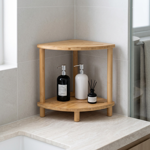 Wood Corner <b>Shower</b> Shelf 2-Tier Waterproof Space Saving <b>Storage</b> Rack for Bathroom Hotel & Apartment Minimalist Design - Product Image 5