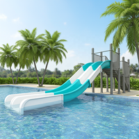 Toboggan aquatique écologique en fibre de verre, hauteur 1,5 m, double voie, plateforme en acier galvanisé pour piscine, conformité EN1176 CE
